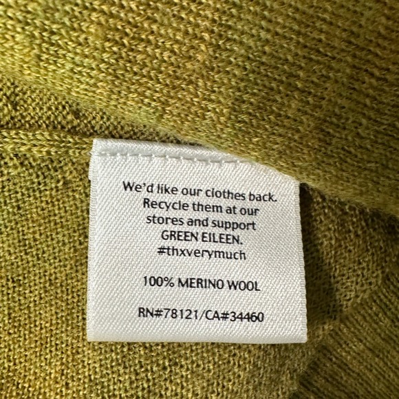 Eileen Fisher Women Open Front Merino Wool Cardigan Sz PM Green Minimalist Luxe - Picture 4 of 7